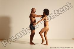 Underwear Gymnastic poses Woman - Man Black Muscular Dancing Dynamic poses Academic